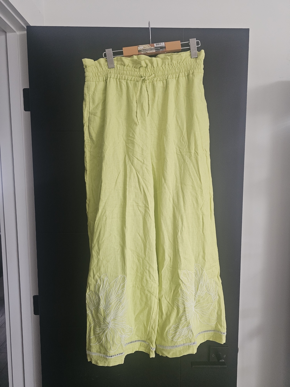 House of Harlow 1960 Lime Green Embroidered Wide Leg Pants